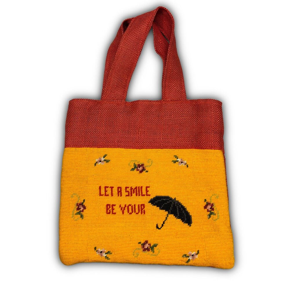 Vintage Novelty Striped Straw Tote